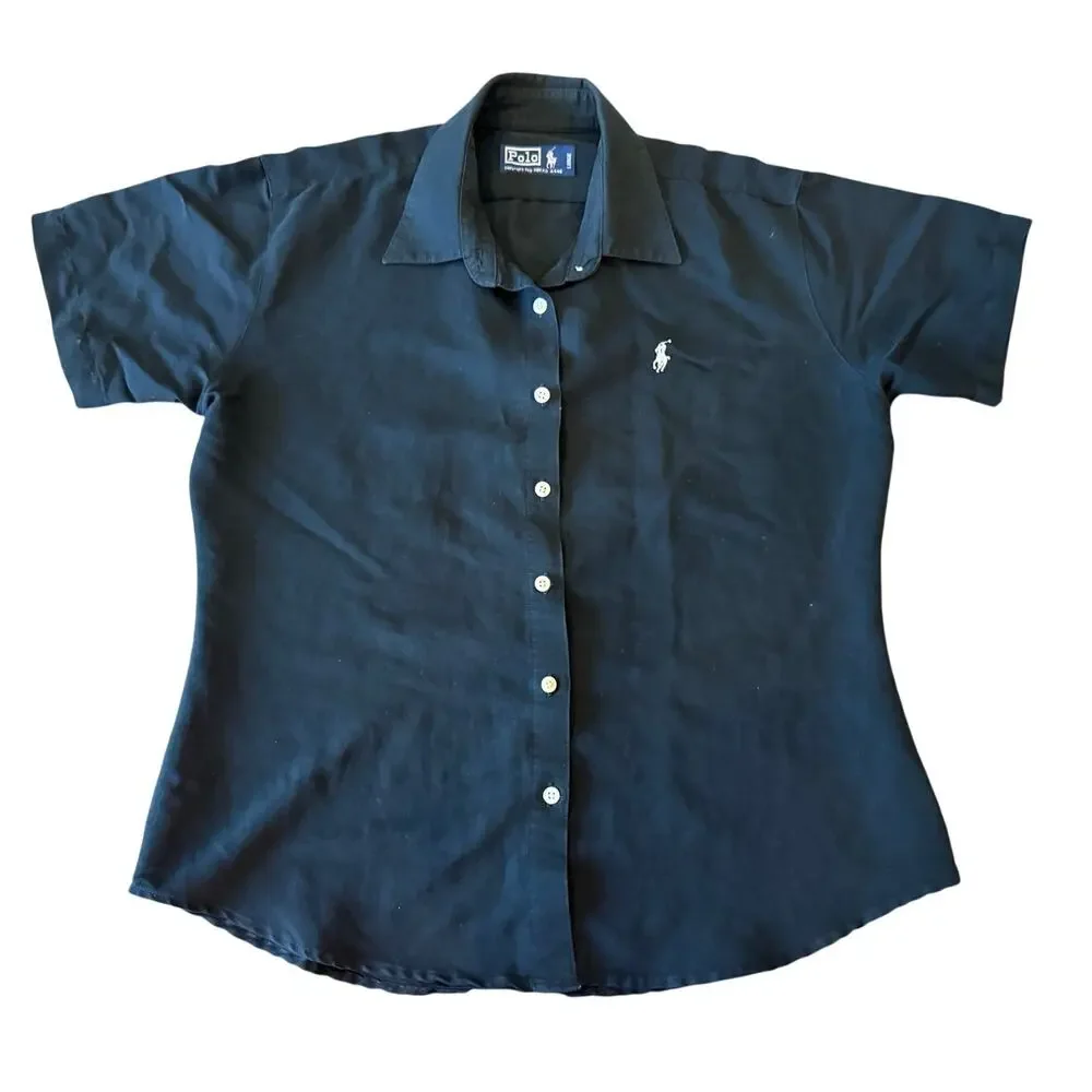 POLO Ralph Lauren Black S/S Button Down Casual Shirt Men size L